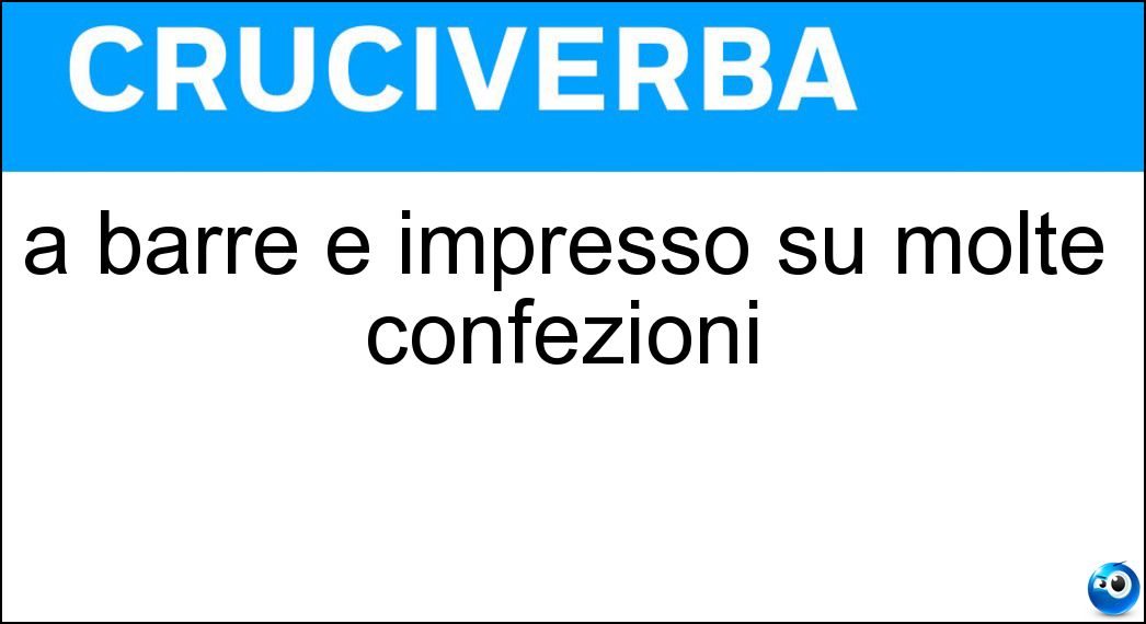 a barre e impresso su molte confezioni Soluzione a barre e impresso su molte confezioni - Codice