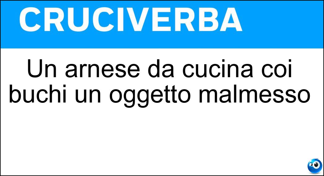 Un arnese da cucina coi buchi un oggetto malmesso Soluzione Un arnese da cucina coi buchi un oggetto malmesso - Colabrodo
