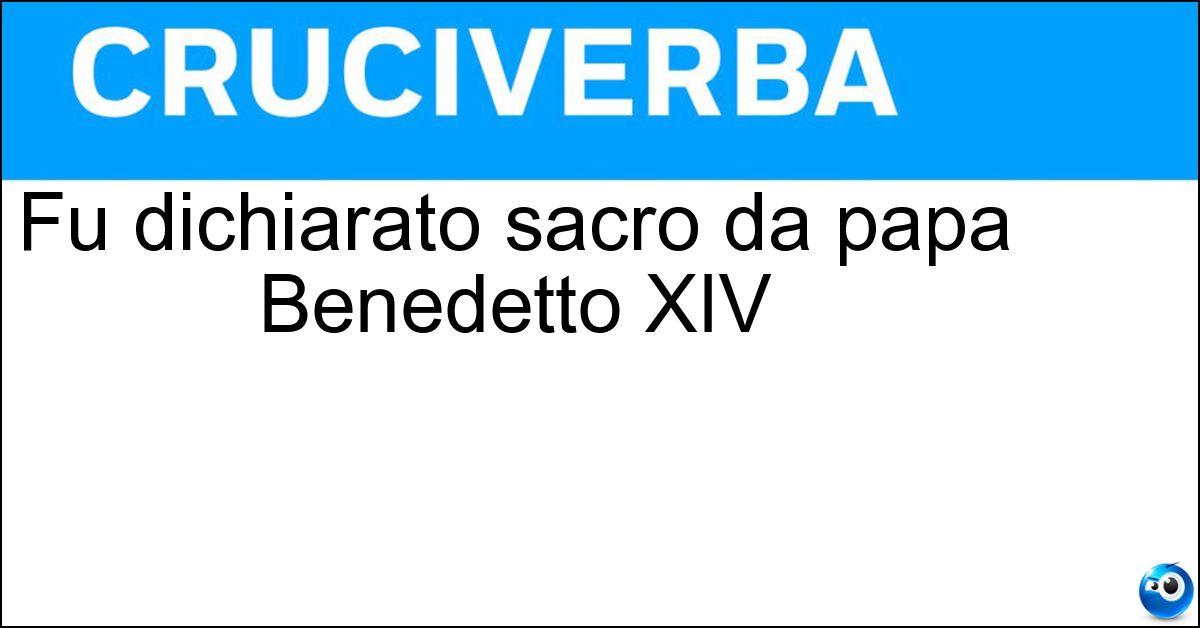 Fu dichiarato sacro da papa Benedetto XIV Soluzione Fu dichiarato sacro da papa Benedetto XIV - Colosseo