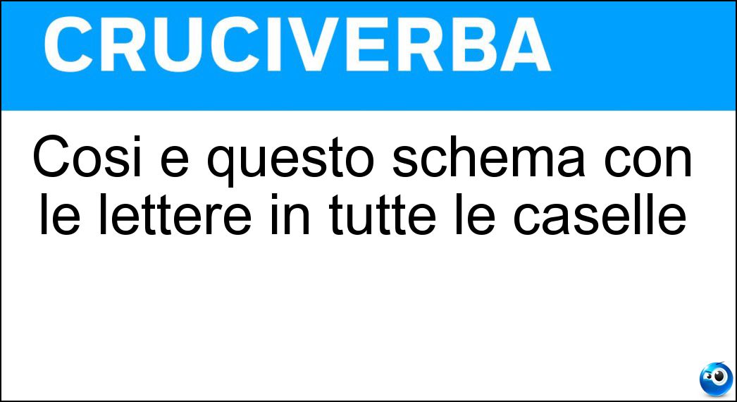 Così è questo schema con le lettere in tutte le caselle Soluzione Così è questo schema con le lettere in tutte le caselle - Completo