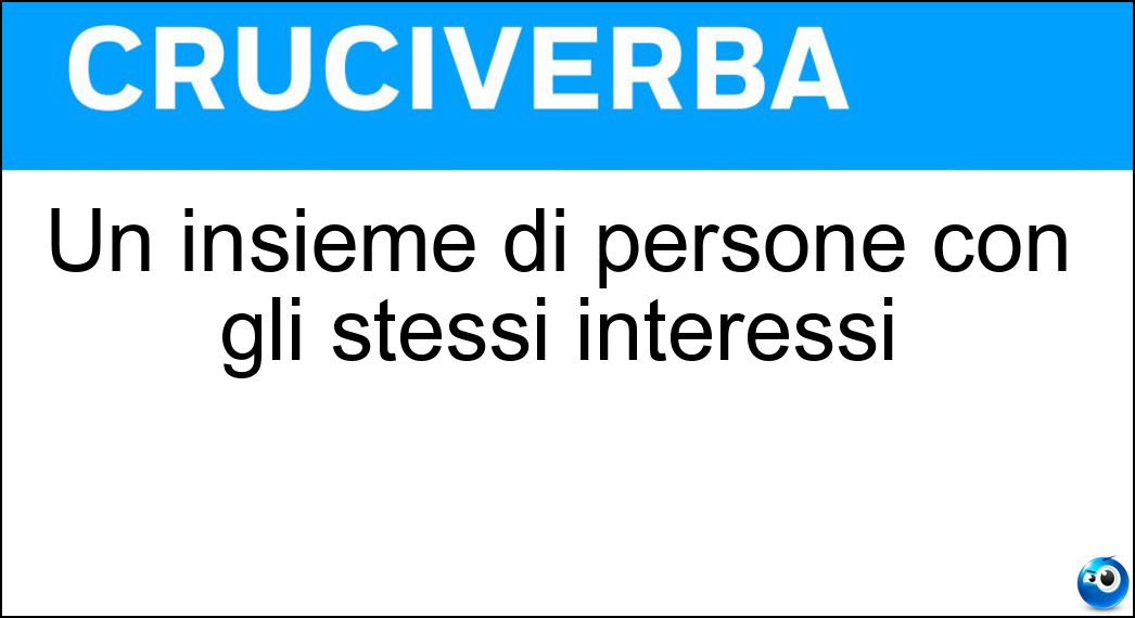 Un insieme di persone con gli stessi interessi Soluzione Un insieme di persone con gli stessi interessi - Comunità