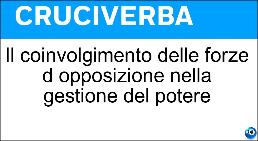 Il coinvolgimento delle forze d opposizione nella gestione del potere Soluzione Il coinvolgimento delle forze d opposizione nella gestione del potere - Consociativismo