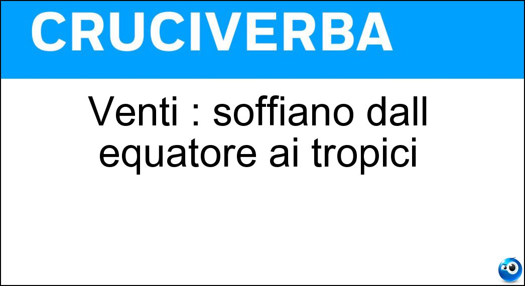 Venti : soffiano dall equatore ai tropici