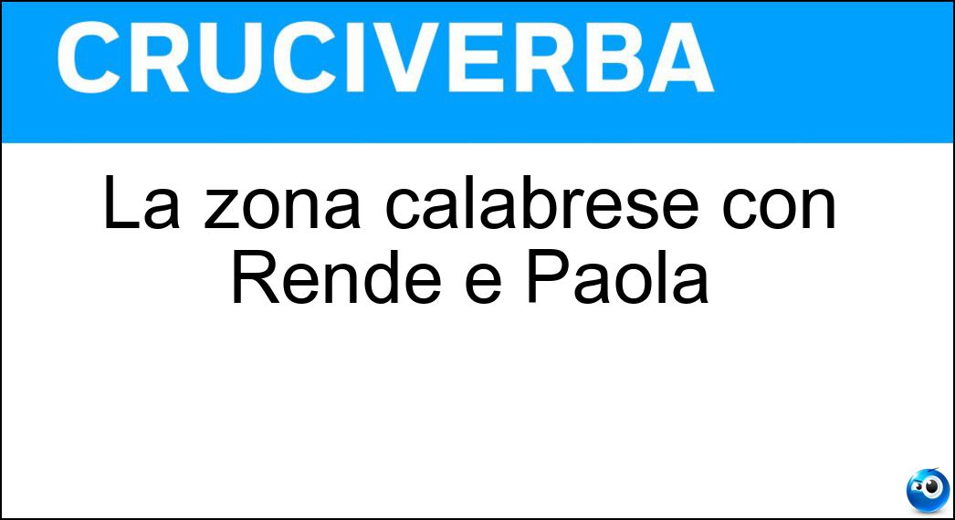 La zona calabrese con Rende e Paola Soluzione La zona calabrese con Rende e Paola - Cosentino