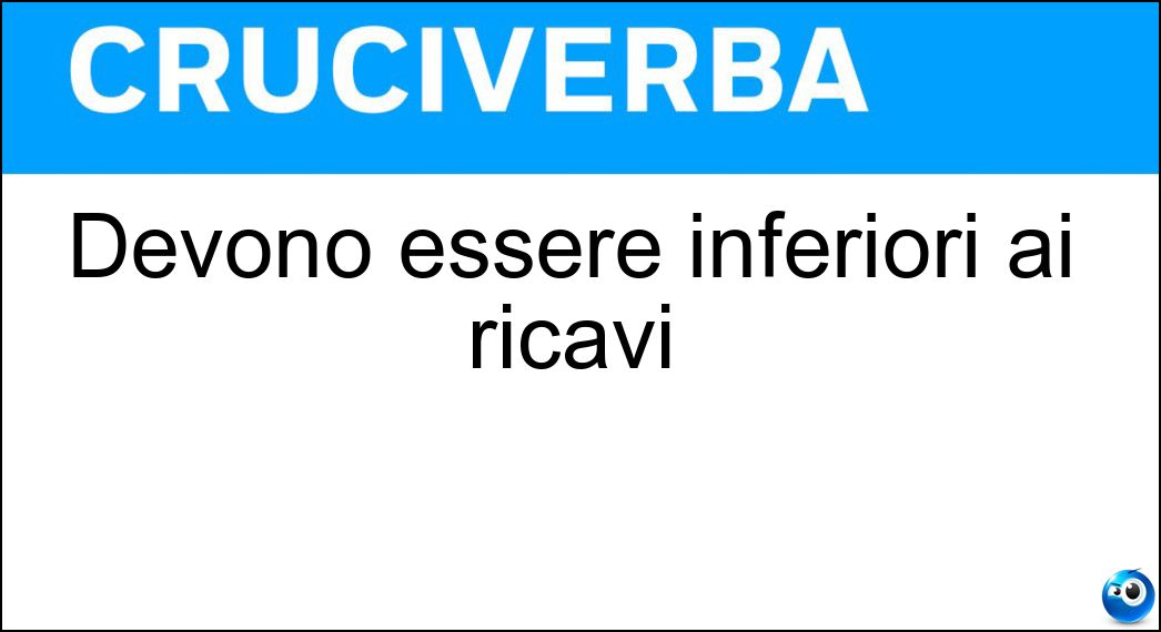 Devono essere inferiori ai ricavi Soluzione Cruciverba: Devono essere inferiori ai ricavi - Risposta Costi