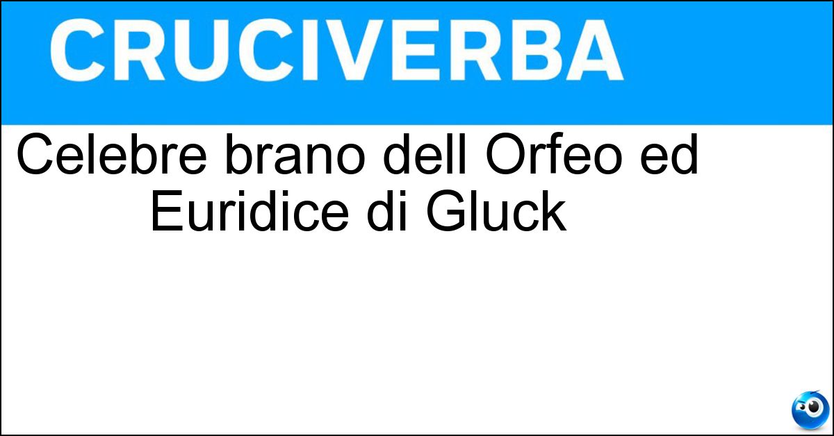 Celebre brano dell Orfeo ed Euridice di Gluck Soluzione Celebre brano dell Orfeo ed Euridice di Gluck - Danza Degli Spiriti Beati
