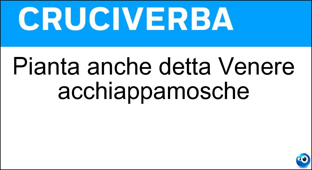 Pianta anche detta Venere acchiappamosche Soluzione Cruciverba: Pianta anche detta Venere acchiappamosche - Risposta Dionea