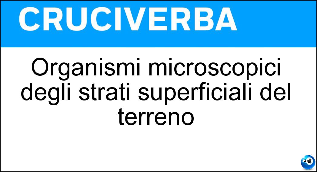 Organismi microscopici degli strati superficiali del terreno Organismi microscopici degli strati superficiali del terreno