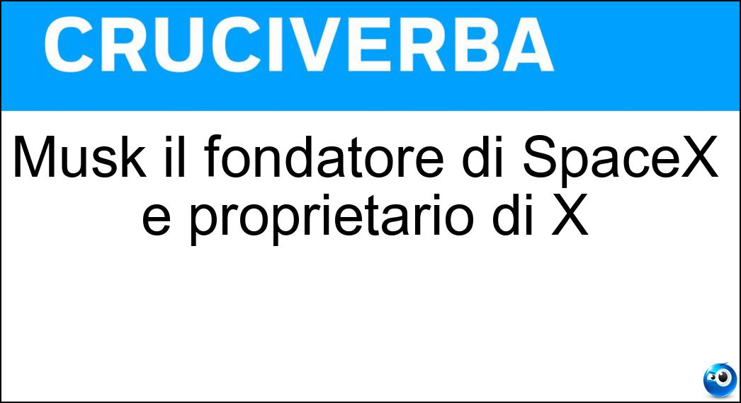 Musk il fondatore di SpaceX e proprietario di X Soluzione Musk il fondatore di SpaceX e proprietario di X - Elon