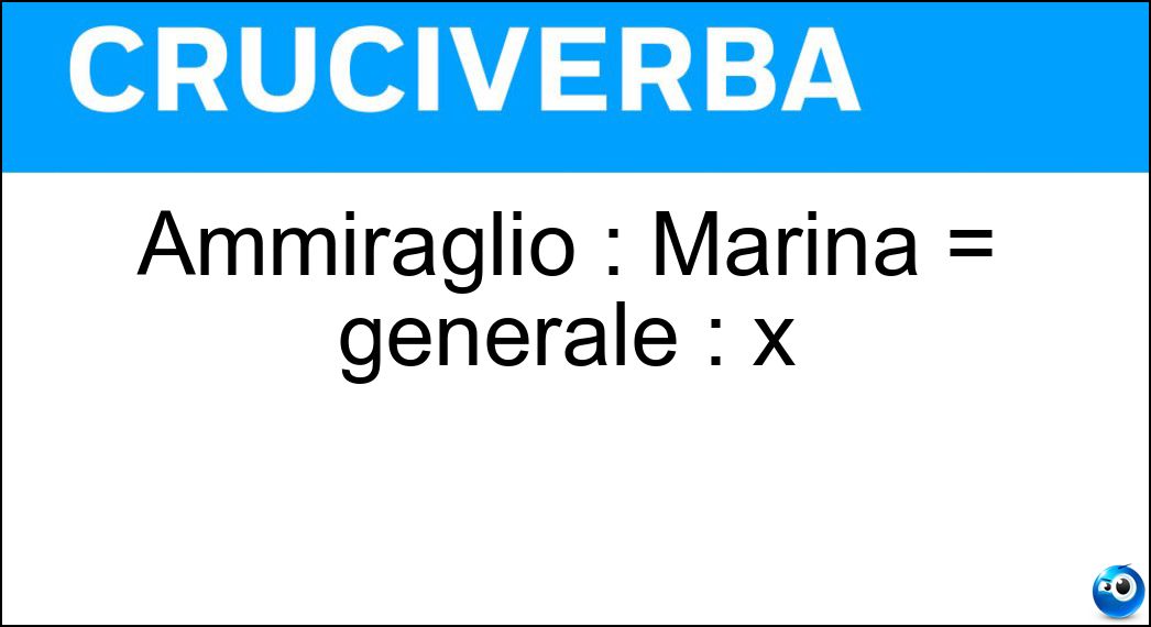 Soluzione Ammiraglio : Marina = generale : x - Esercito