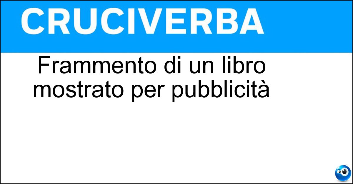 Soluzione Frammento di un libro mostrato per pubblicità - Estratto