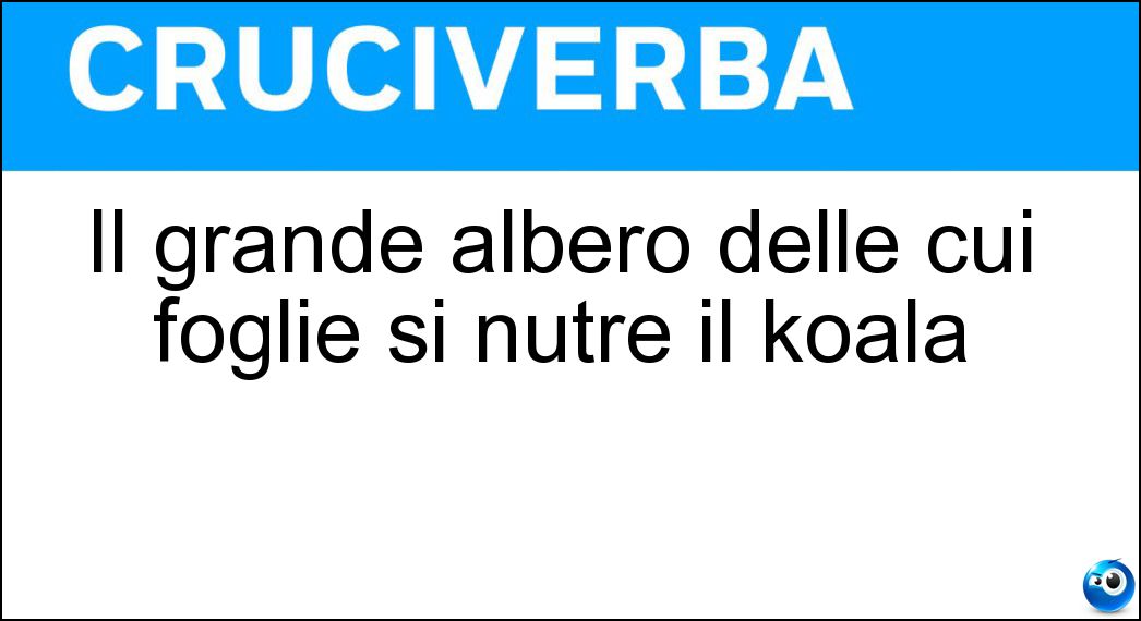 Il grande albero delle cui foglie si nutre il koala