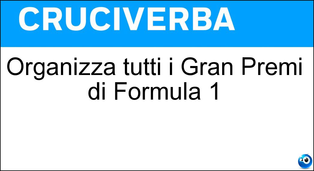 Organizza tutti i Gran Premi di Formula 1 Soluzione Organizza tutti i Gran Premi di Formula 1 - Fia