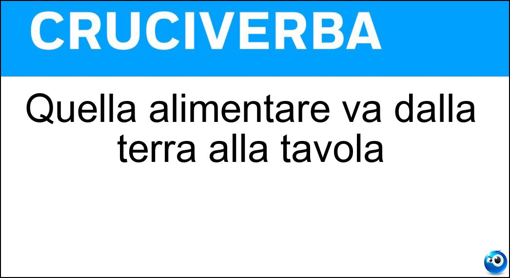 Quella alimentare va dalla terra alla tavola Soluzione Cruciverba: Quella alimentare va dalla terra alla tavola - Risposta Filiera