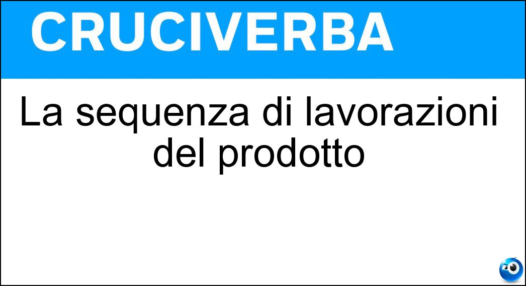 La sequenza di lavorazioni del prodotto