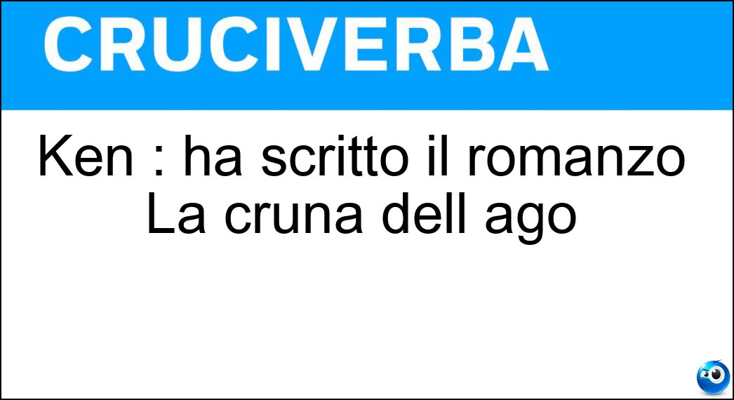Ken : ha scritto il romanzo La cruna dell ago Soluzione Ken : ha scritto il romanzo La cruna dell ago - Follett