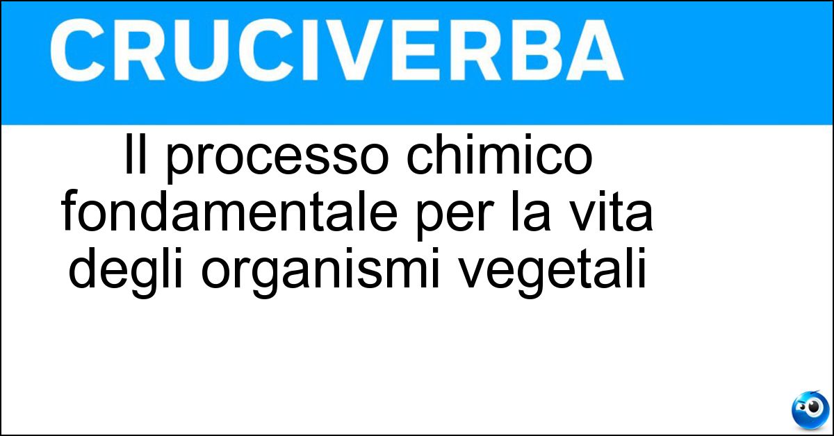 Il processo chimico fondamentale per la vita degli organismi vegetali Soluzione Il processo chimico fondamentale per la vita degli organismi vegetali - Fotosintesi Clorofilliana