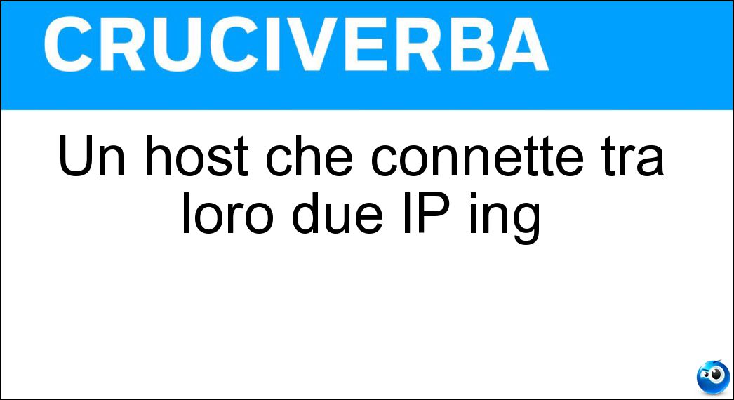 Un host che connette tra loro due IP ing Soluzione Un host che connette tra loro due IP ing - Gateway