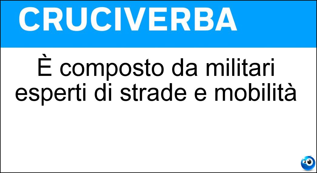 È composto da militari esperti di strade e mobilità