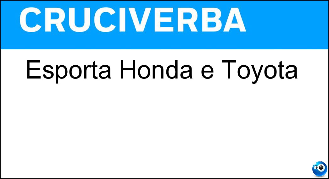 Esporta Honda e Toyota Soluzione Cruciverba: Esporta Honda e Toyota - Risposta Giappone