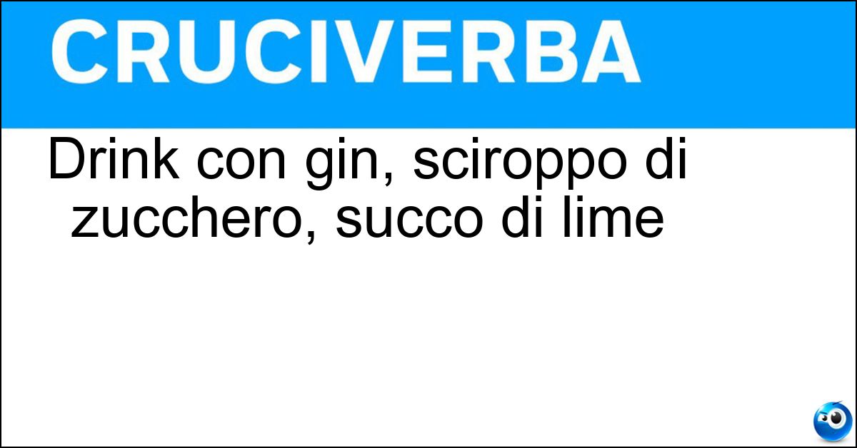 Soluzione Drink con gin, sciroppo di zucchero, succo di lime - Gimlet