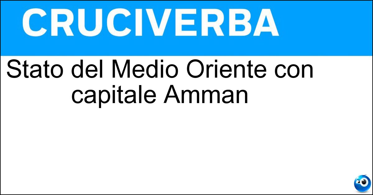 Soluzione Stato del Medio Oriente con capitale Amman - Giordania