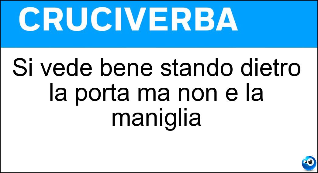 Si vede bene stando dietro la porta ma non è la maniglia Soluzione Si vede bene stando dietro la porta ma non è la maniglia - Gol