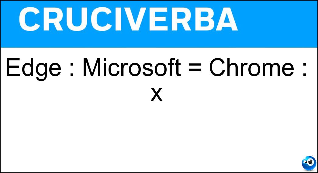 Edge : Microsoft = Chrome : x Soluzione Edge : Microsoft = Chrome : x - Google