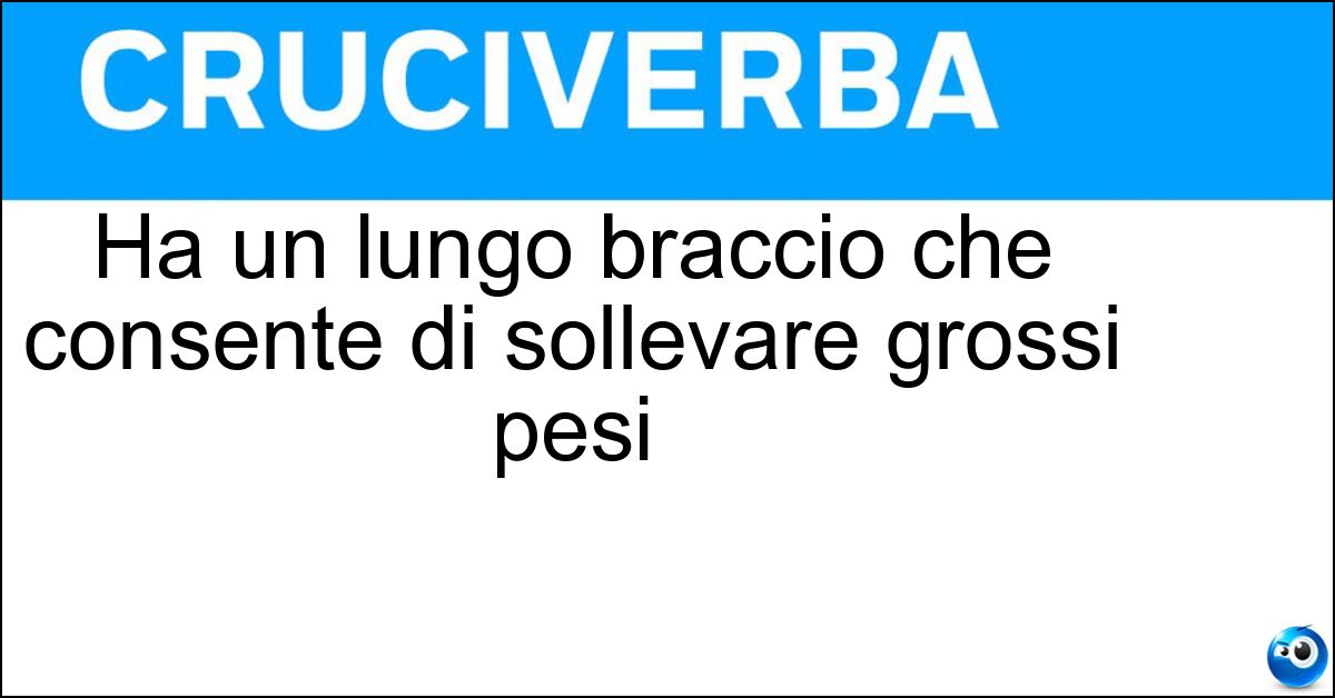 Soluzione Ha un lungo braccio che consente di sollevare grossi pesi - Gru