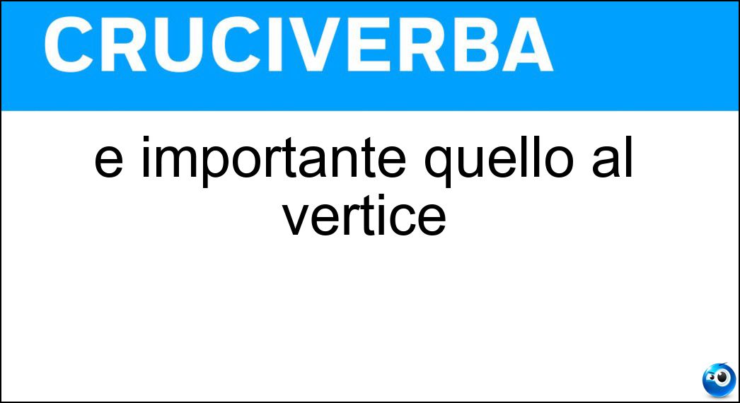 È importante quello al vertice Soluzione È importante quello al vertice - Incontro