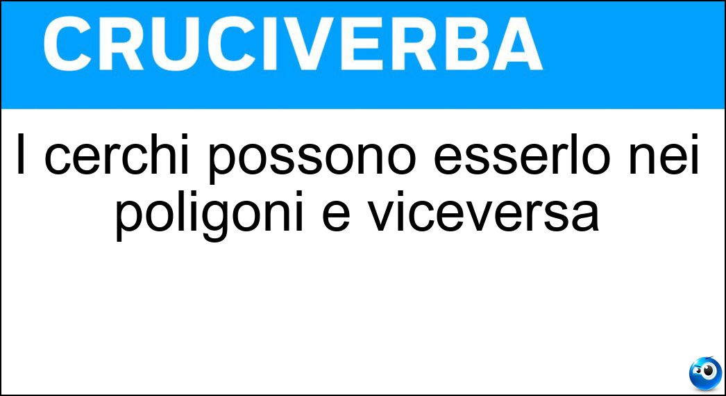 Soluzione I cerchi possono esserlo nei poligoni e viceversa - Inscritti