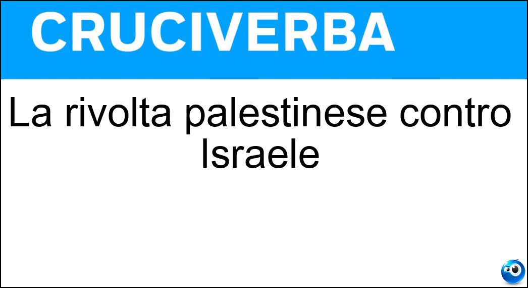 La rivolta palestinese contro Israele Soluzione La rivolta palestinese contro Israele - Intifada