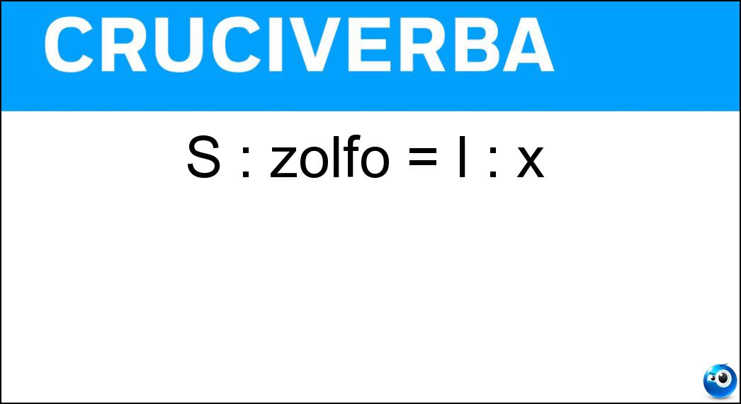 S : zolfo = I : x Soluzione S : zolfo = I : x - Iodio