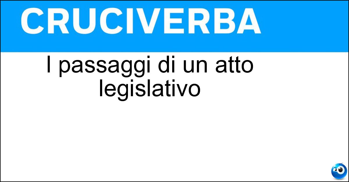 I passaggi di un atto legislativo Soluzione I passaggi di un atto legislativo - Iter