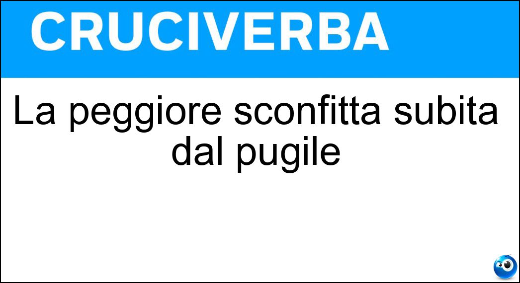 La peggiore sconfitta subita dal pugile Soluzione Cruciverba: La peggiore sconfitta subita dal pugile - Risposta Ko