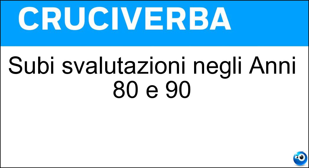 Subì svalutazioni negli Anni 80 e 90 Soluzione Subì svalutazioni negli Anni 80 e 90 - Lira