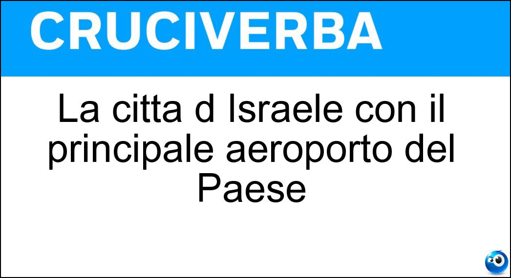 La città d Israele con il principale aeroporto del Paese