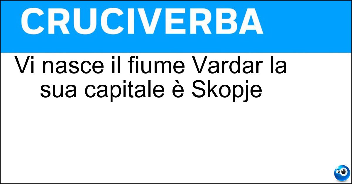 Soluzione Vi nasce il fiume Vardar la sua capitale è Skopje - Macedonia