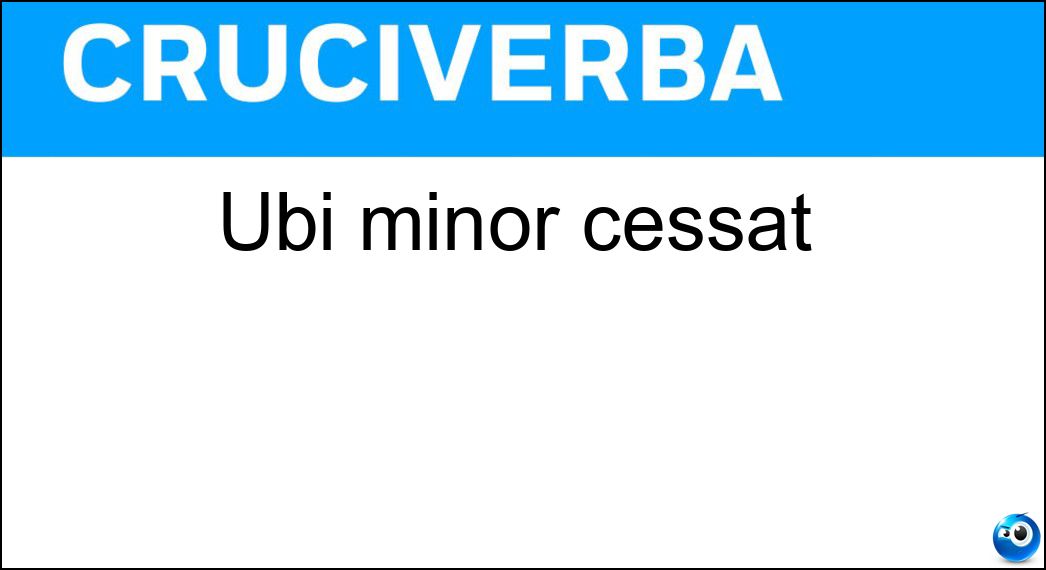 Ubi minor cessat Soluzione Cruciverba: Ubi minor cessat - Risposta Maior