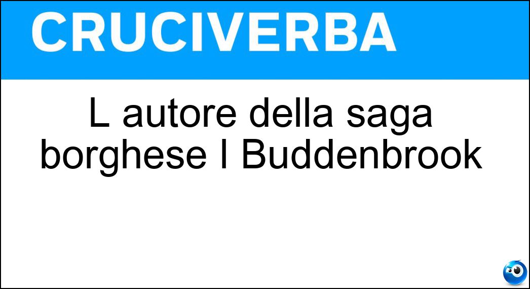 L autore della saga borghese I Buddenbrook Soluzione Cruciverba: L autore della saga borghese I Buddenbrook - Risposta Mann