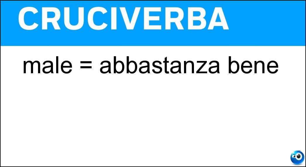 male = abbastanza bene Soluzione Cruciverba: male = abbastanza bene - Risposta Mica