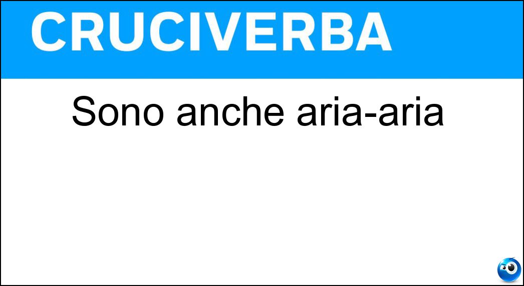 Sono anche aria-aria Soluzione Cruciverba: Sono anche aria-aria - Risposta Missili