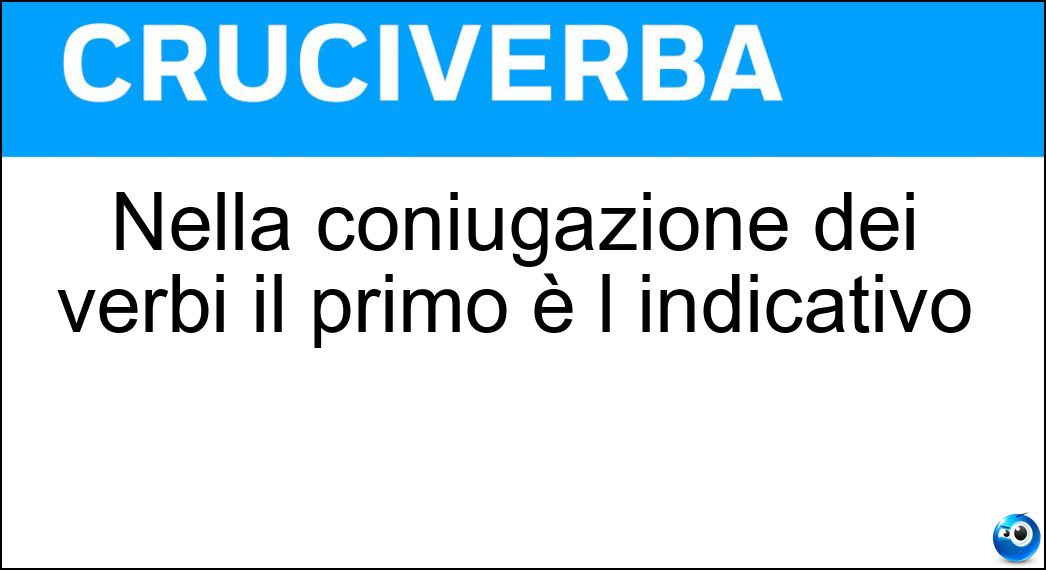Nella coniugazione dei verbi il primo è l indicativo Soluzione Cruciverba: Nella coniugazione dei verbi il primo è l indicativo - Risposta Modo