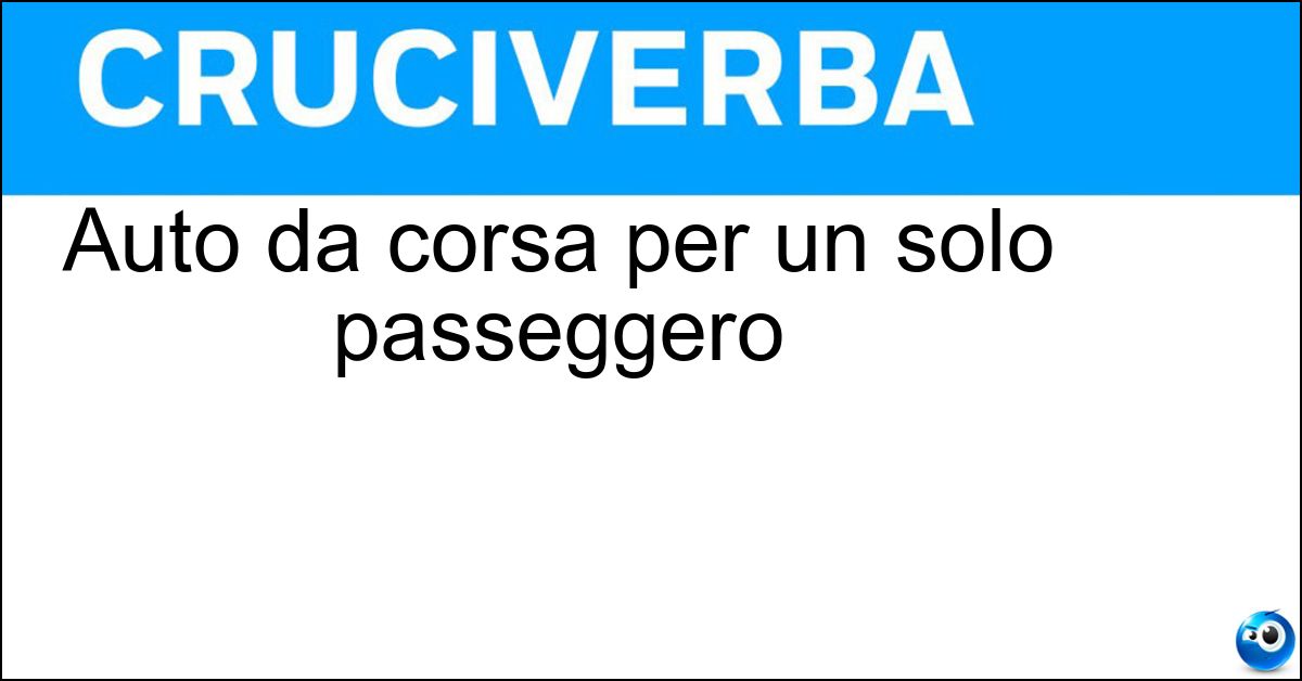 Auto da corsa per un solo passeggero Soluzione Auto da corsa per un solo passeggero - Monoposto