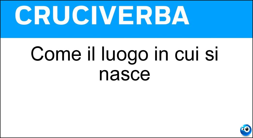 Come il luogo in cui si nasce Soluzione Come il luogo in cui si nasce - Natale