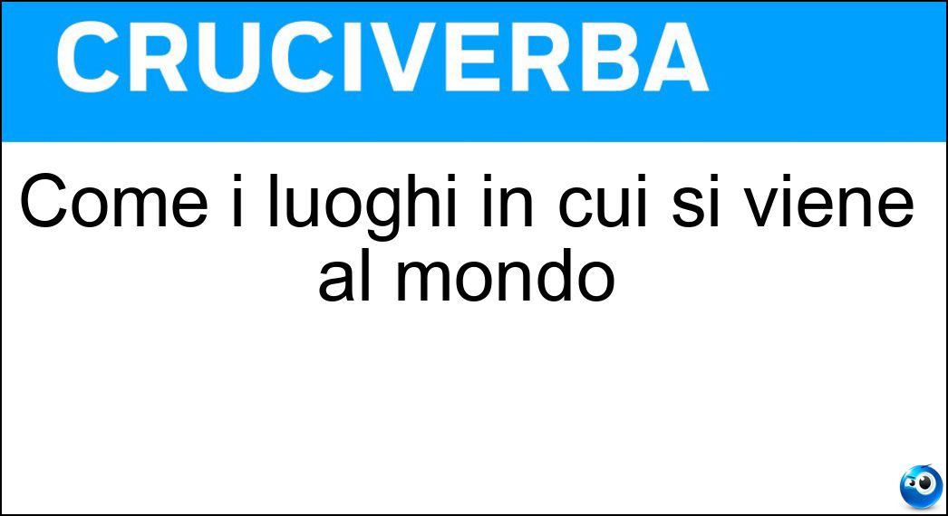 Come i luoghi in cui si viene al mondo Soluzione Cruciverba: Come i luoghi in cui si viene al mondo - Risposta Natii