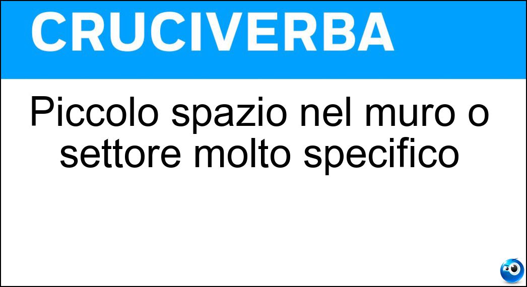 Piccolo spazio nel muro o settore molto specifico