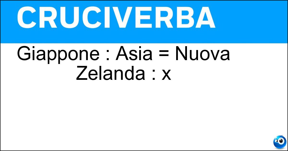 Giappone : Asia = Nuova Zelanda : x Giappone : Asia = Nuova Zelanda : x