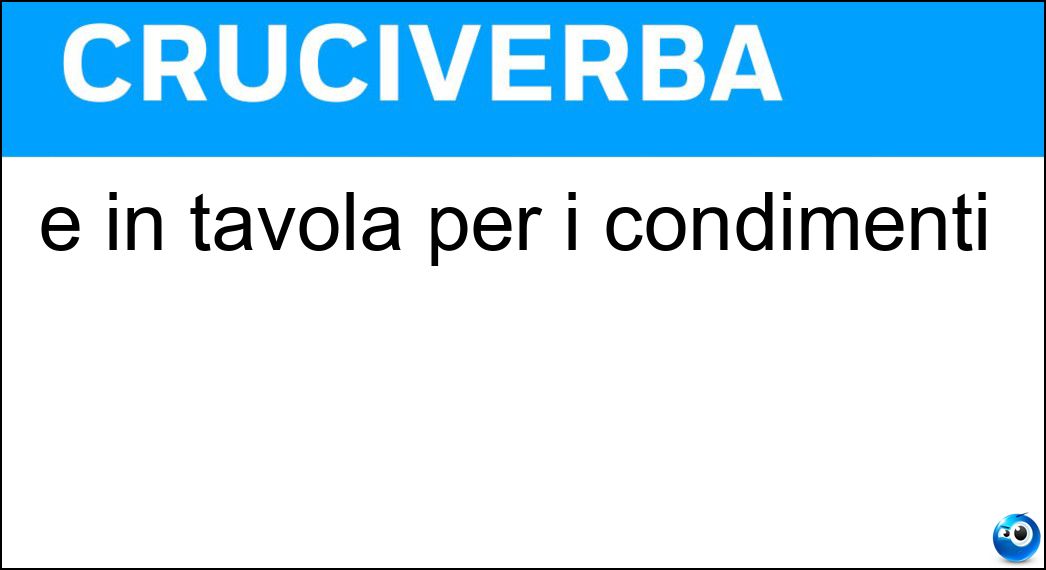 È in tavola per i condimenti Soluzione Cruciverba: È in tavola per i condimenti - Risposta Oliera