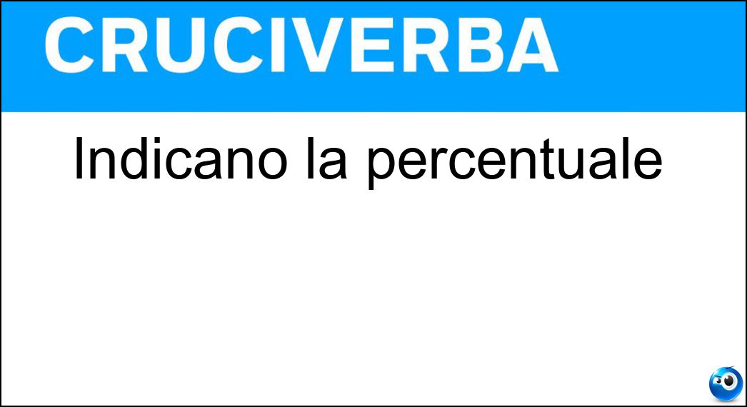 Indicano la percentuale Indicano la percentuale